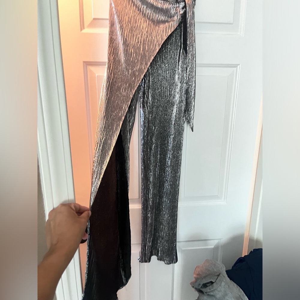 Zara Metallic Silver Wrap Pants - Picture 10 of 16